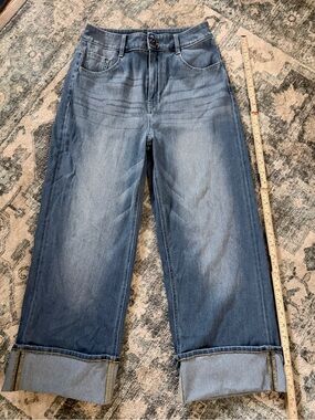 Halara Flex High Waisted Cuffed Wide Leg Jeans S 26 inch waist